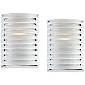 Image1 of John Timberland® White Grid 10" High Outdoor Wall Light Set of 2