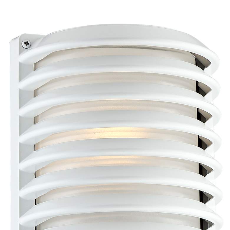 Image 2 John Timberland® White Grid 10" High Outdoor Wall Light Set of 2 more views