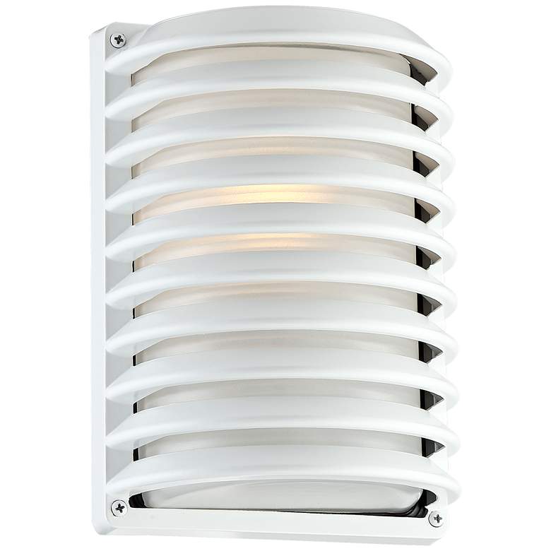 Image 4 John Timberland® White Grid 10" High Outdoor Wall Light Set of 2 more views