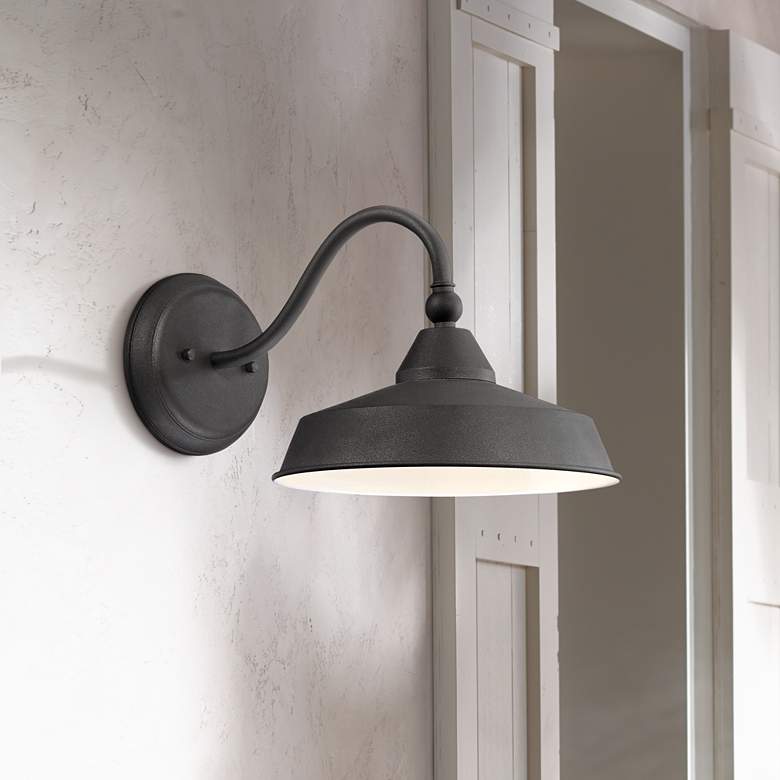 Image 1 John Timberland Willard LED 8 3/4" Black Barn Outdoor Wall Light
