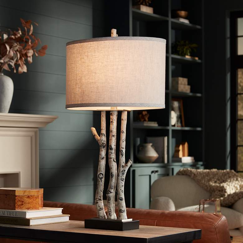 Image 3 John Timberland Woodland 30" Rustic Faux Birch Tree Table Lamp more views