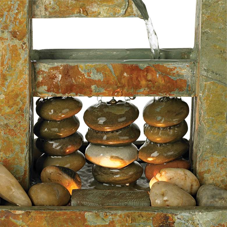 Image 5 John Timberland Zigzag Zen 17 1/4" Lighted Slate Stone Table Fountain more views