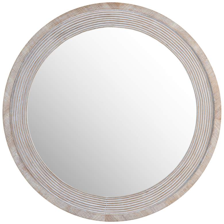 Image 1 Johnson Wooden Framed Round Wall Mirror - Natural