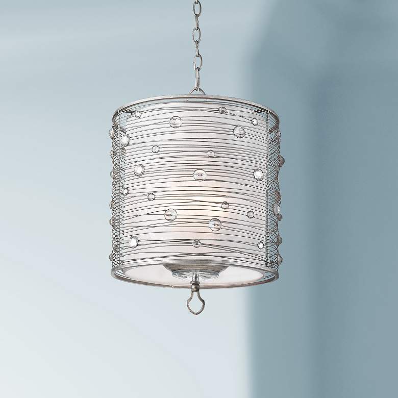 Image 1 Joia 14 1/4 inch Wide Peruvian Silver Drum Pendant Light