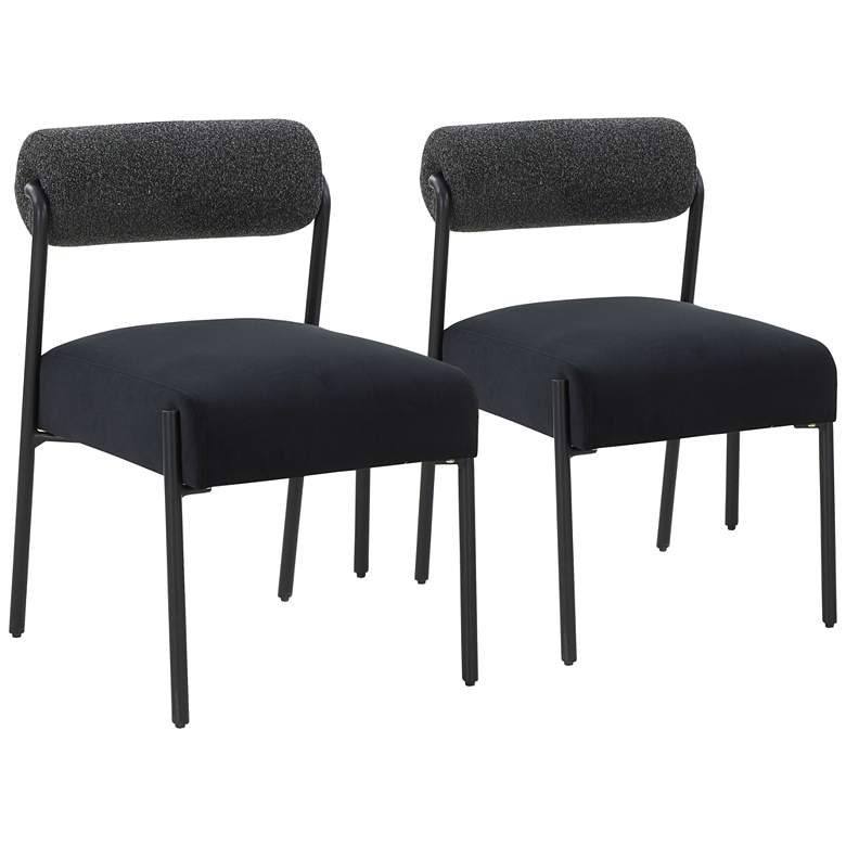 Image 1 Jolene Black Velvet Fabric Dining Chairs Set of 2