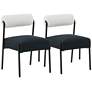 Jolene Cream Black Linen Fabric Dining Chairs Set of 2 in scene