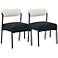 Jolene Cream Black Linen Fabric Dining Chairs Set of 2
