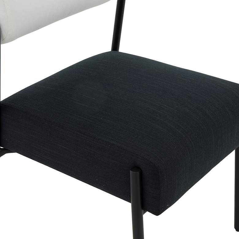 Image 3 Jolene Cream Black Linen Fabric Dining Chairs Set of 2 more views