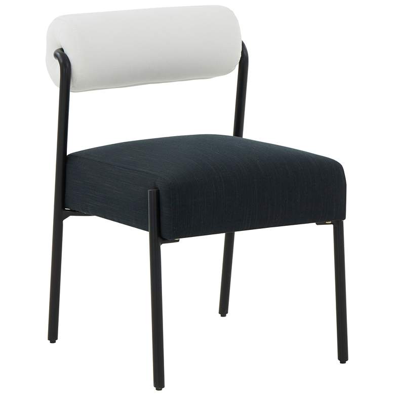 Image 4 Jolene Cream Black Linen Fabric Dining Chairs Set of 2 more views
