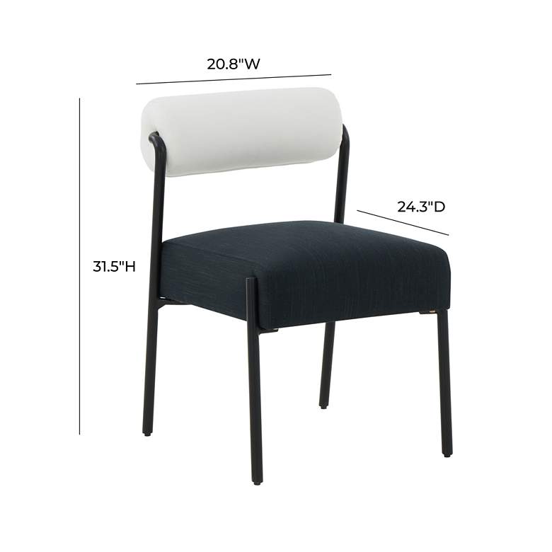 Image 7 Jolene Cream Black Linen Fabric Dining Chairs Set of 2 more views