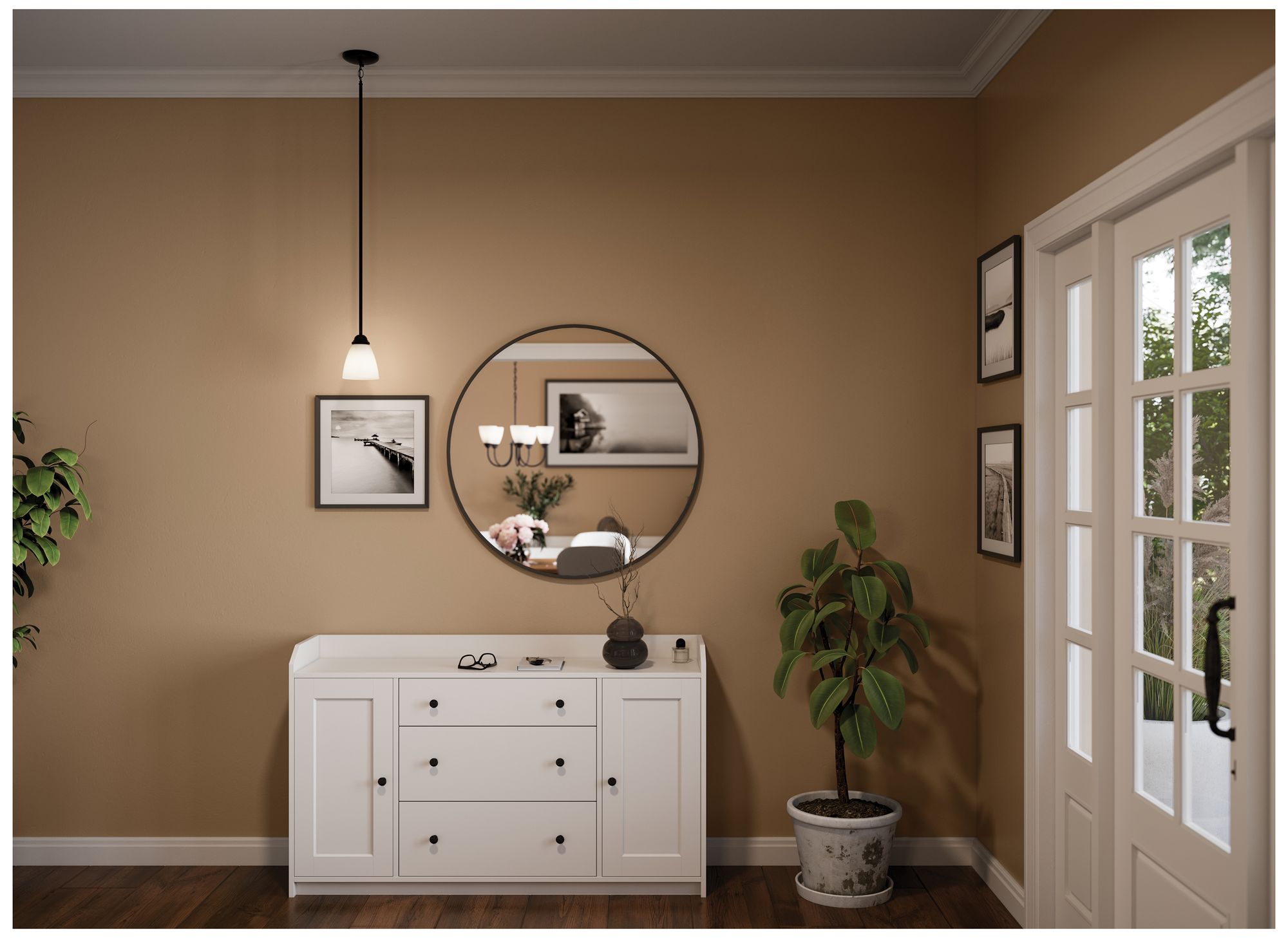 Image 3 Jolie 1-Light Black Etched glass Bell Mini Hanging Pendant light more views