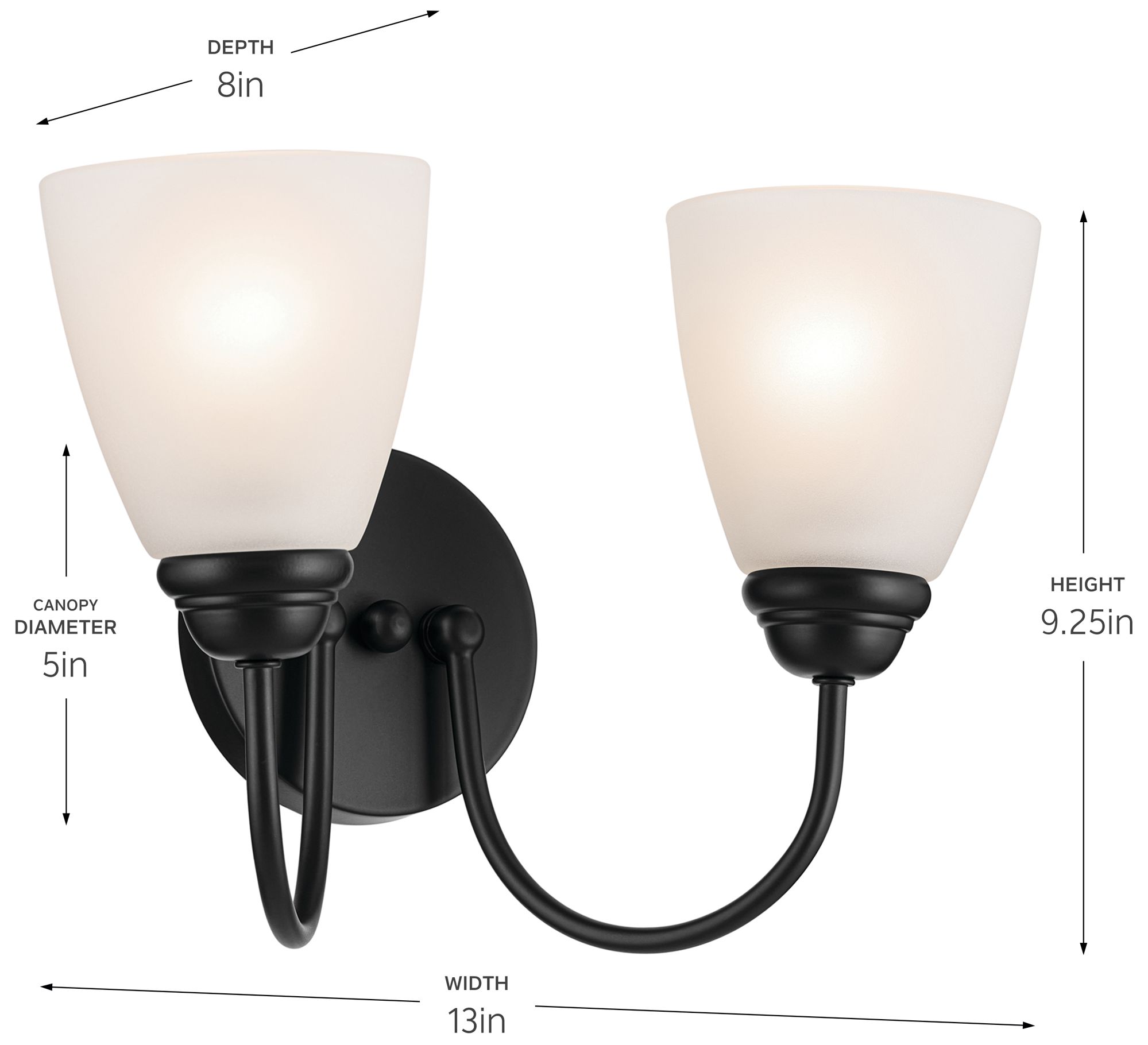 Image 7 Jolie 13-in 2-Light Black Traditional Vanity light more views