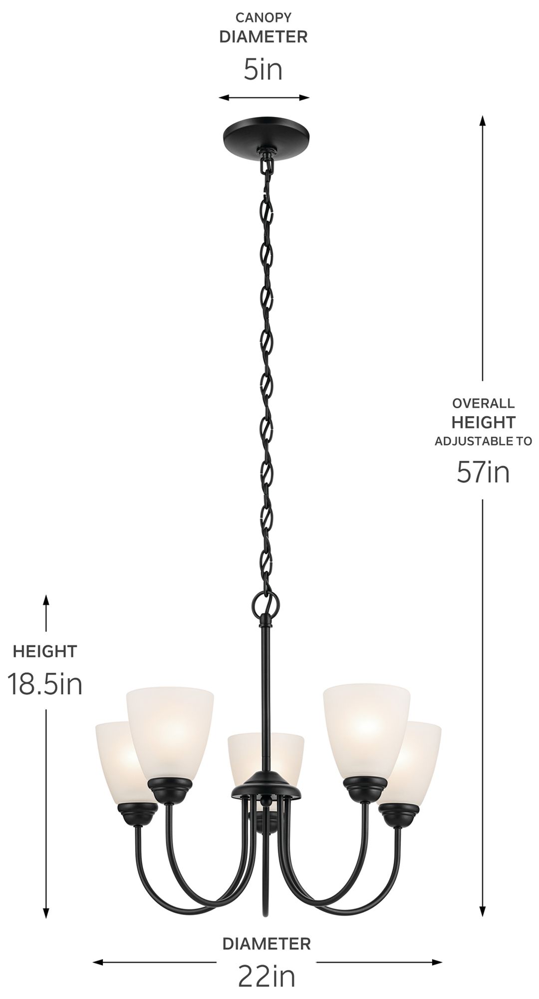Jolie 18.5-in 5-Light Chandelier with Sa