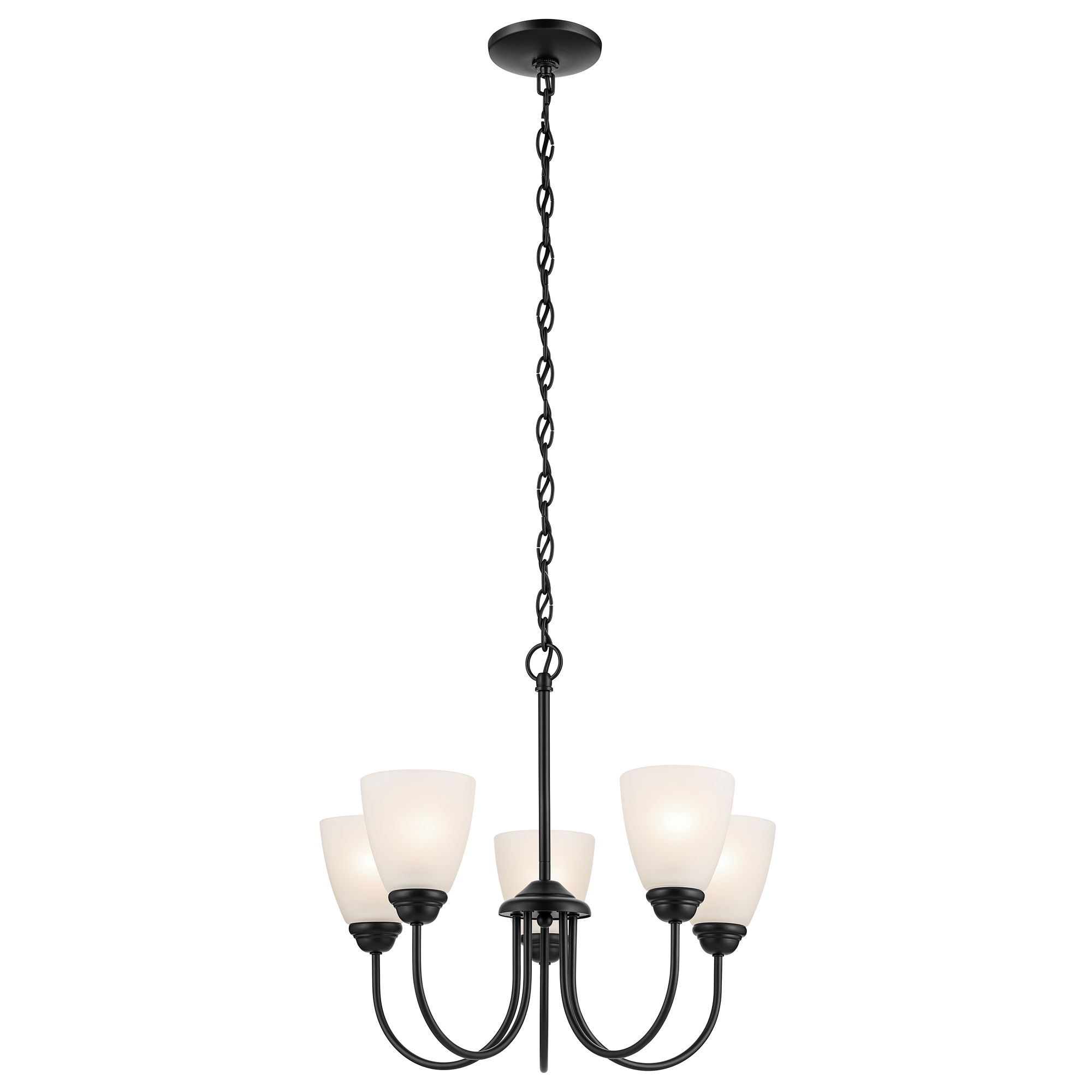 Image 3 Jolie 18.5-in 5-Light Chandelier with Satin Etched Glass in Black more views