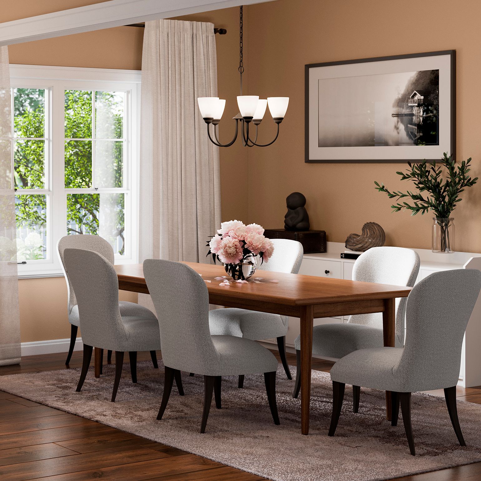 Image 5 Jolie 18.5-in 5-Light Chandelier with Satin Etched Glass in Black more views