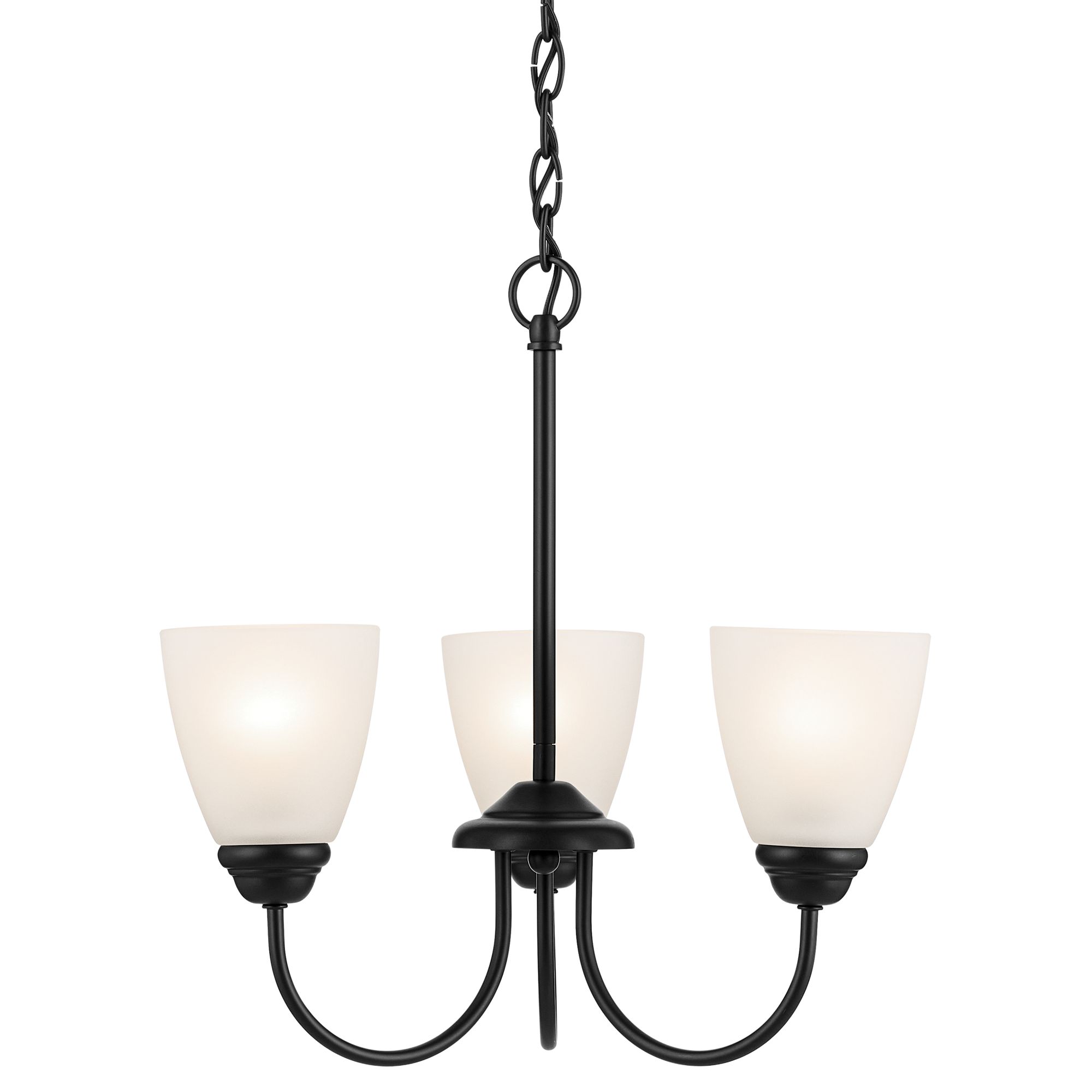 Image 2 Jolie 18-in 3-Light Mini Chandelier with Satin Etched Glass in Black