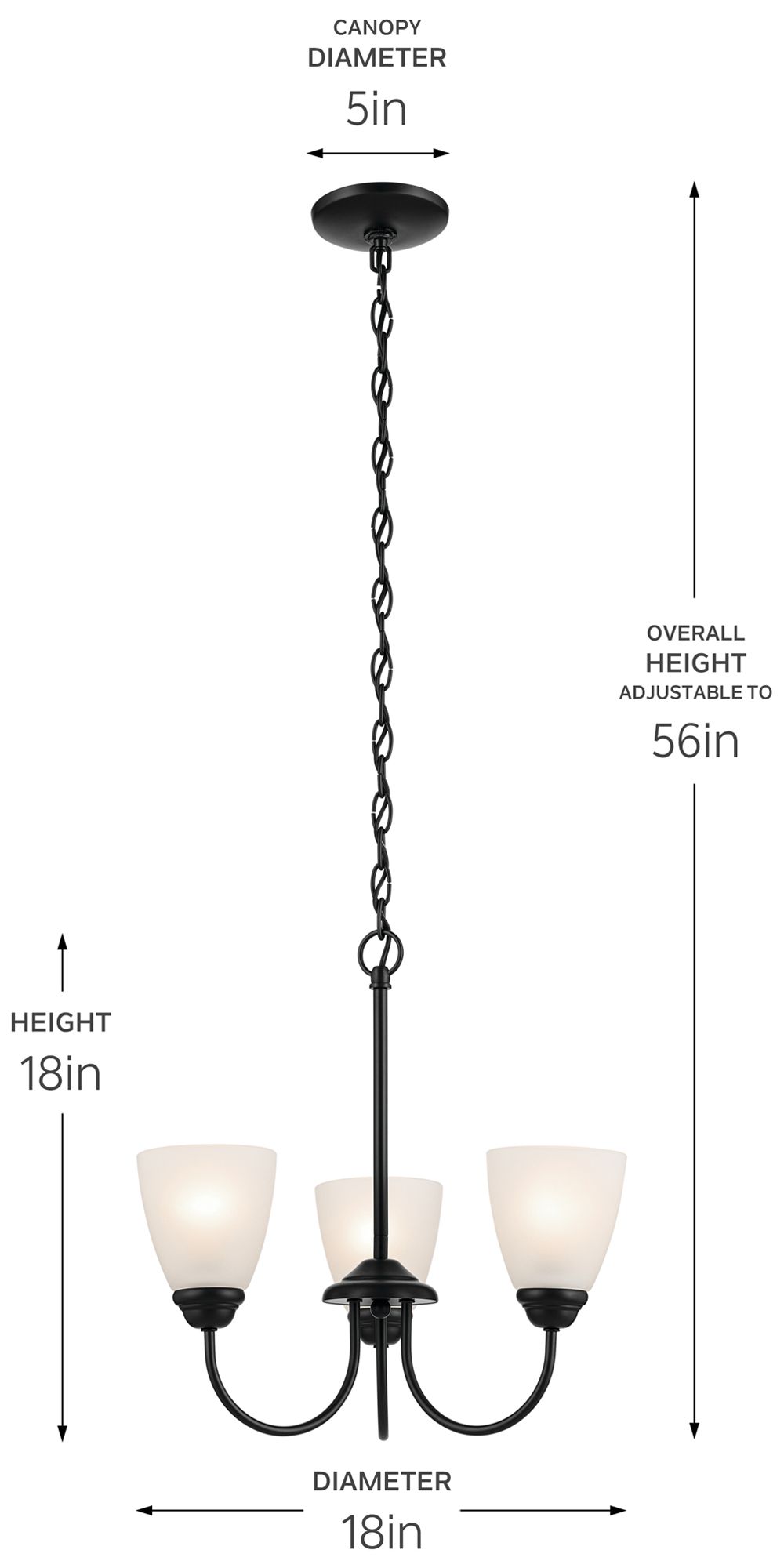 Jolie 18-in 3-Light Mini Chandelier with