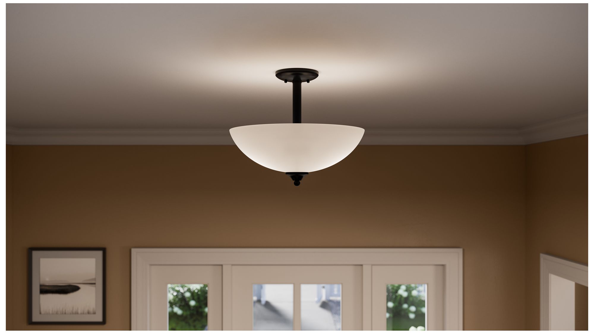 Image 3 Jolie 2-Light Black Hanging Convertible Pendant/Semi-flush more views