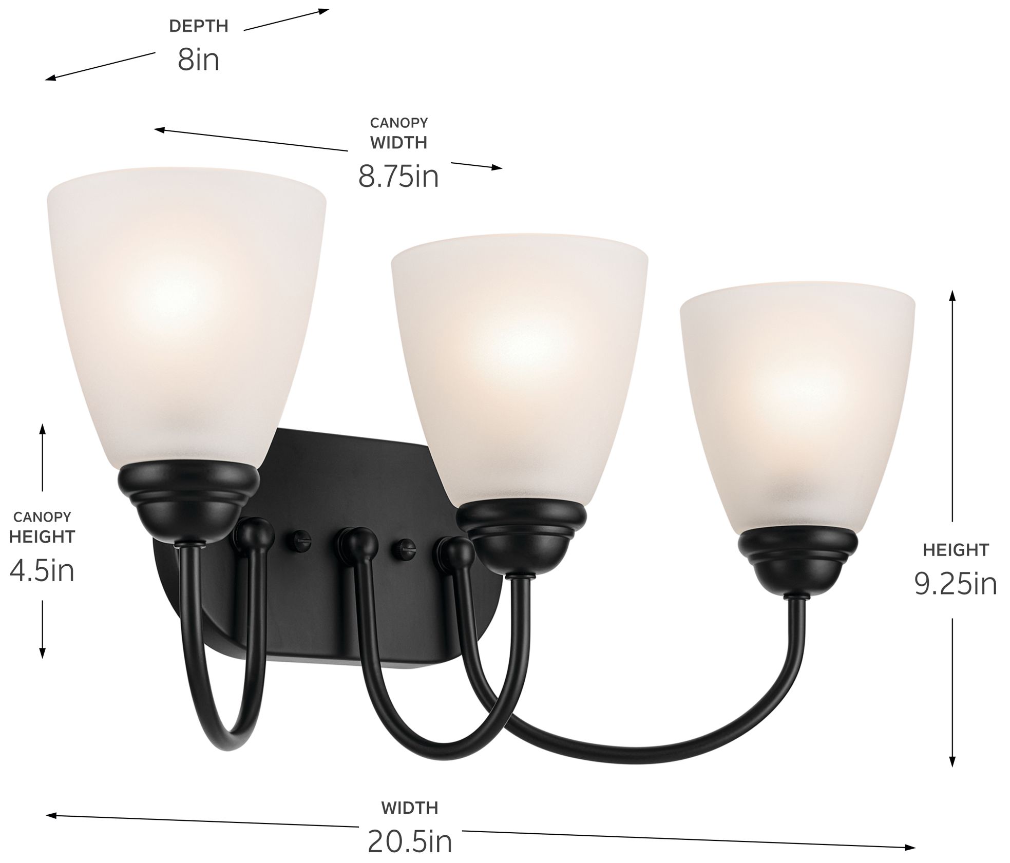 Image 7 Jolie 20.5-in 3-Light Black Traditional Vanity light more views