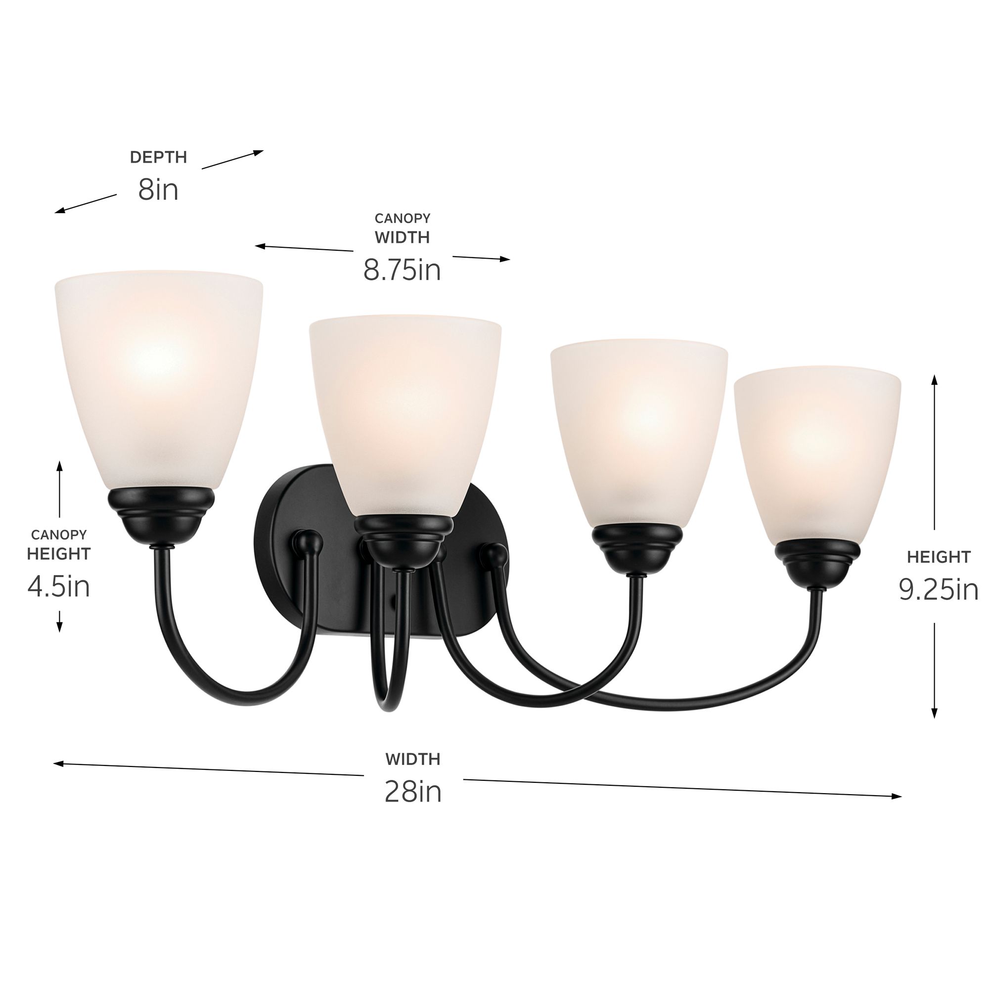 Jolie 28-in 4-Light Black Traditional Vanity light