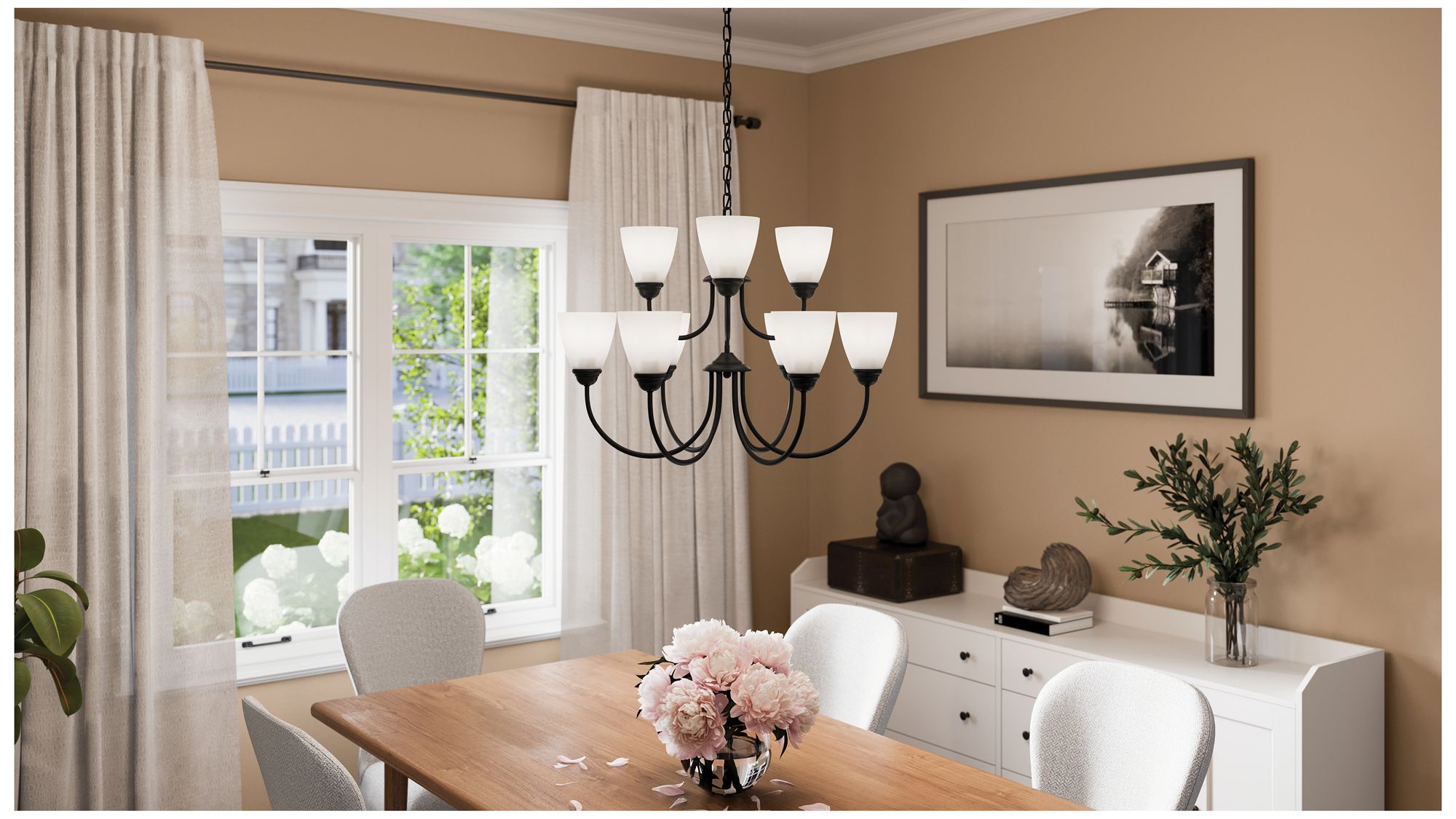 Image 3 Jolie 28-in 9-Light Chandelier with Sati more views