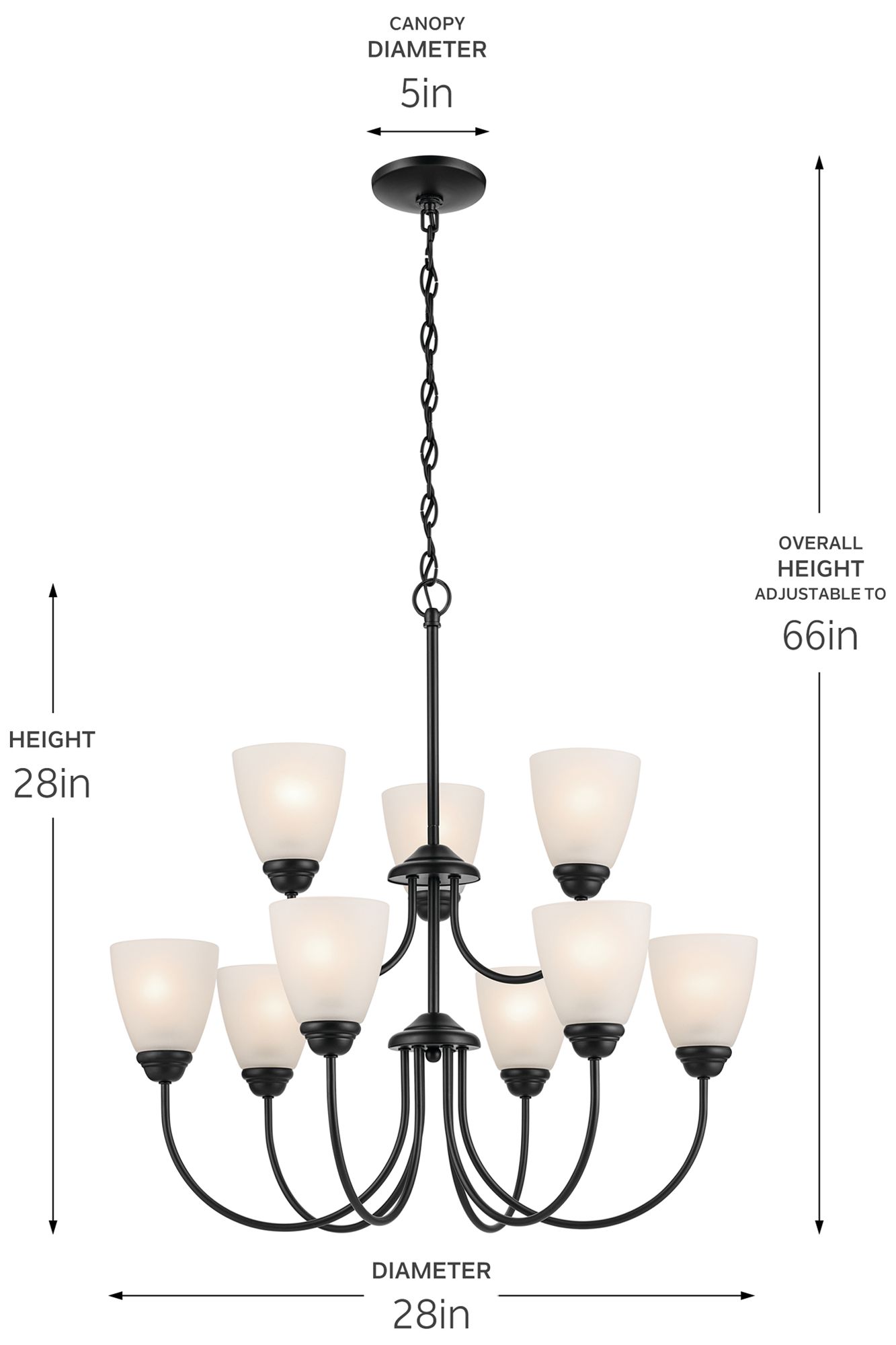 Jolie 28-in 9-Light Chandelier with Sati