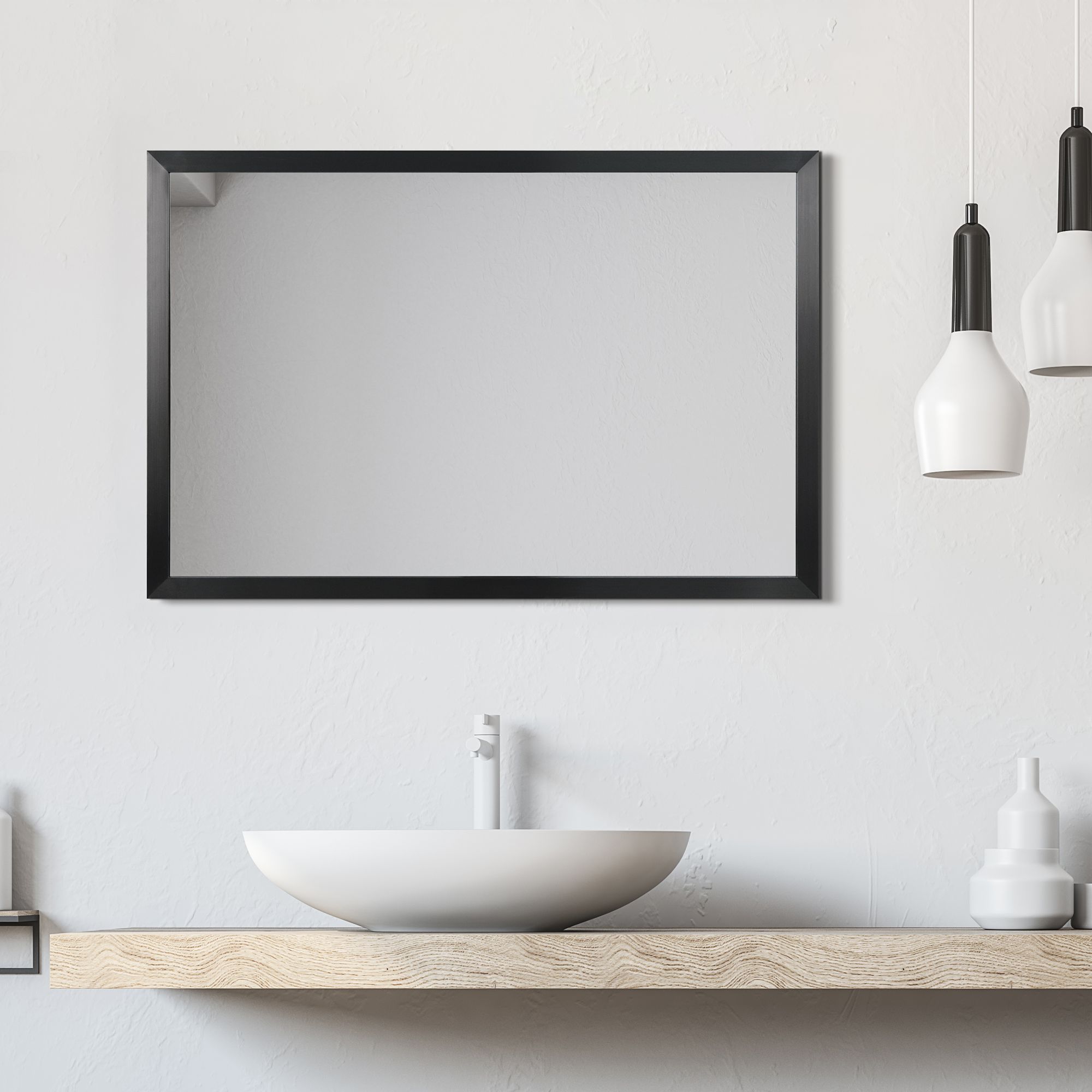 Jolie Brushed Black 20" x 30" Rectangular Framed Wall Mirror