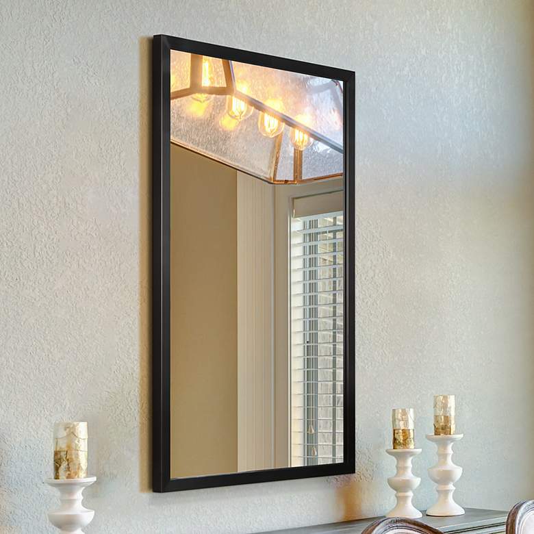 Image 1 Jolie Brushed Black 24 inch x 36 inch Rectangular Framed Wall Mirror