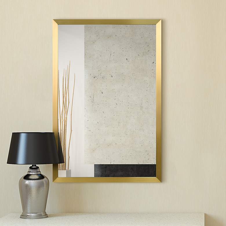 Image 1 Jolie Brushed Gold 20 inch x 30 inch Rectangular Framed Wall Mirror