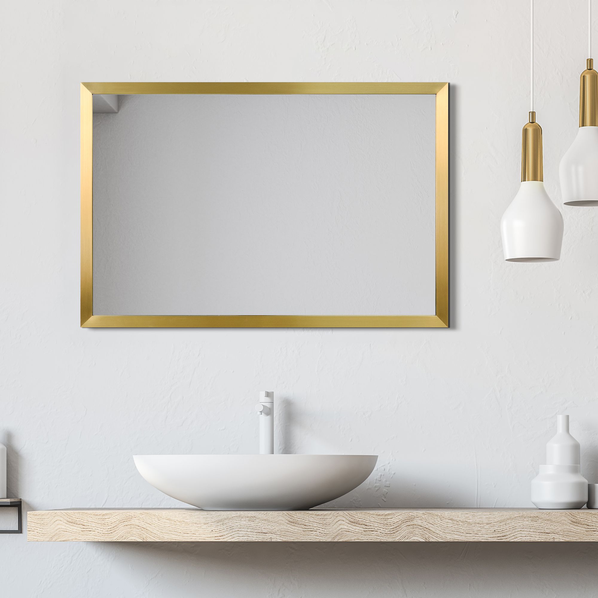 Jolie Brushed Gold 20" x 30" Rectangular Framed Wall Mirror