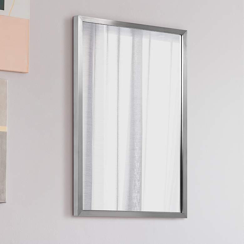 Image 1 Jolie Brushed Silver 24 inch x 36 inch Rectangular Framed Wall Mirror
