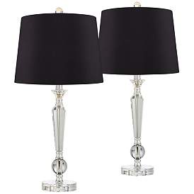 Image1 of Jolie Candlestick Crystal Black Shade Table Lamps Set of 2