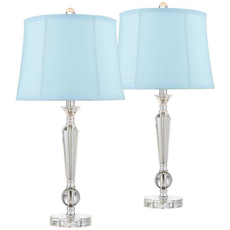 Image 1 Jolie Candlestick Crystal Blue Softback Table Lamps Set of 2