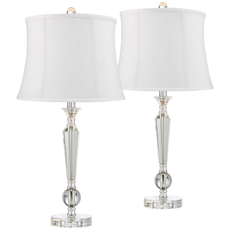 Image 1 Jolie Candlestick White Shade Crystal Table Lamps Set of 2