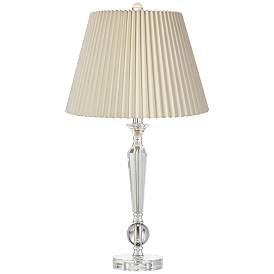 Image4 of Jolie Clear Crystal Modern Table Lamps with Ivory Pleat Shades Set of 2 more views