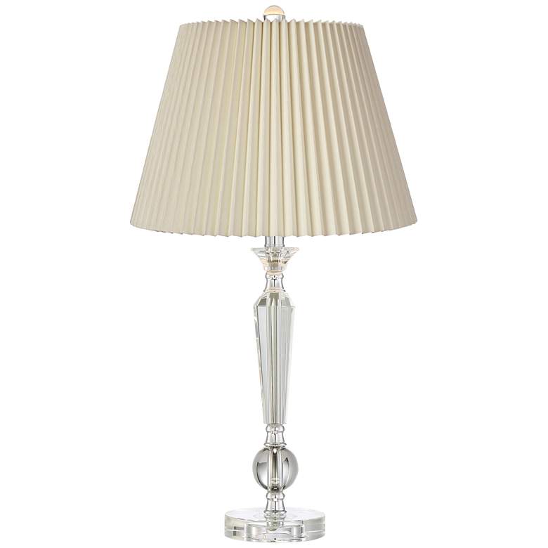 Image 4 Jolie Clear Crystal Modern Table Lamps with Ivory Pleat Shades Set of 2 more views