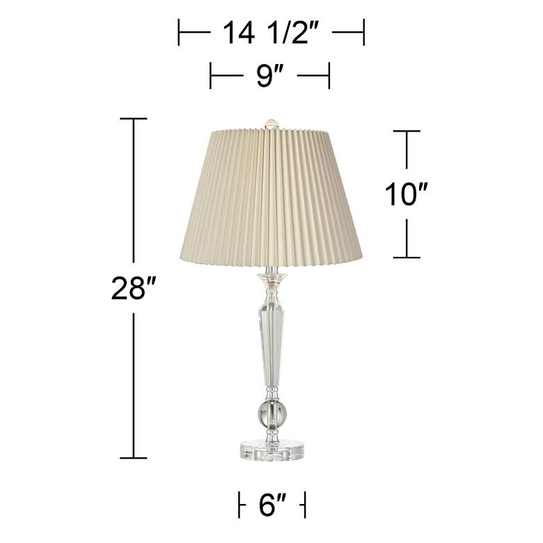 Image 5 Jolie Clear Crystal Modern Table Lamps with Ivory Pleat Shades Set of 2 more views