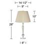 Jolie Clear Crystal Modern Table Lamps with Ivory Pleat Shades Set of 2