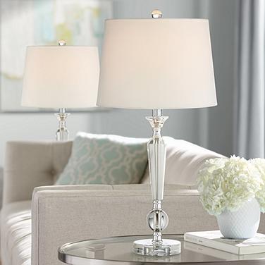 Jolie Clear Crystal Table Lamps Set of 2 with Smart Sockets