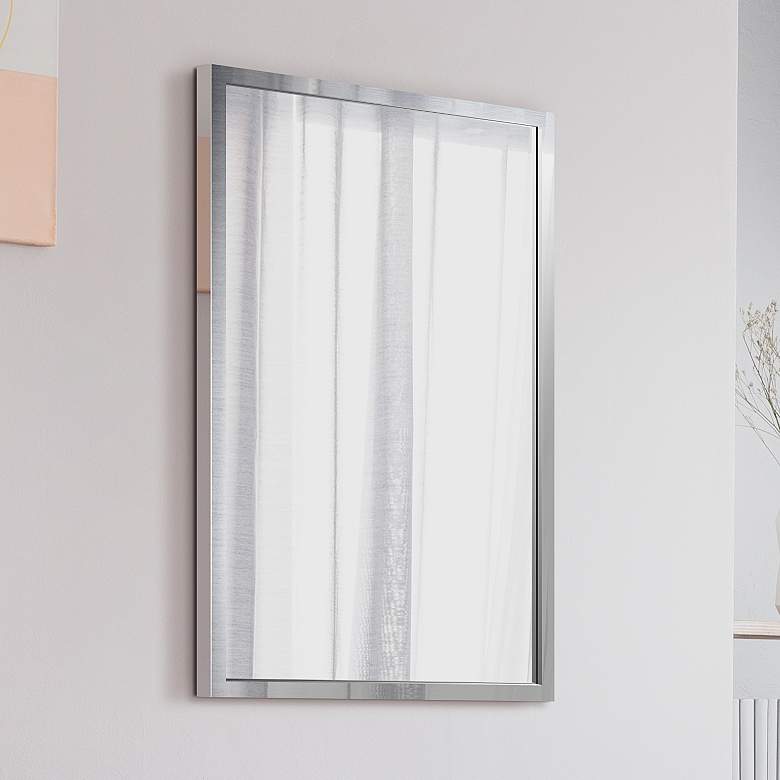 Image 1 Jolie Polished Silver 24" x 36" Framed Wall Mirror