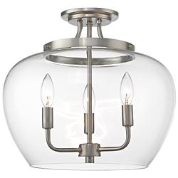 Joliet 15 3/4" Wide Brushed Nickel 3-Light Ceiling Light