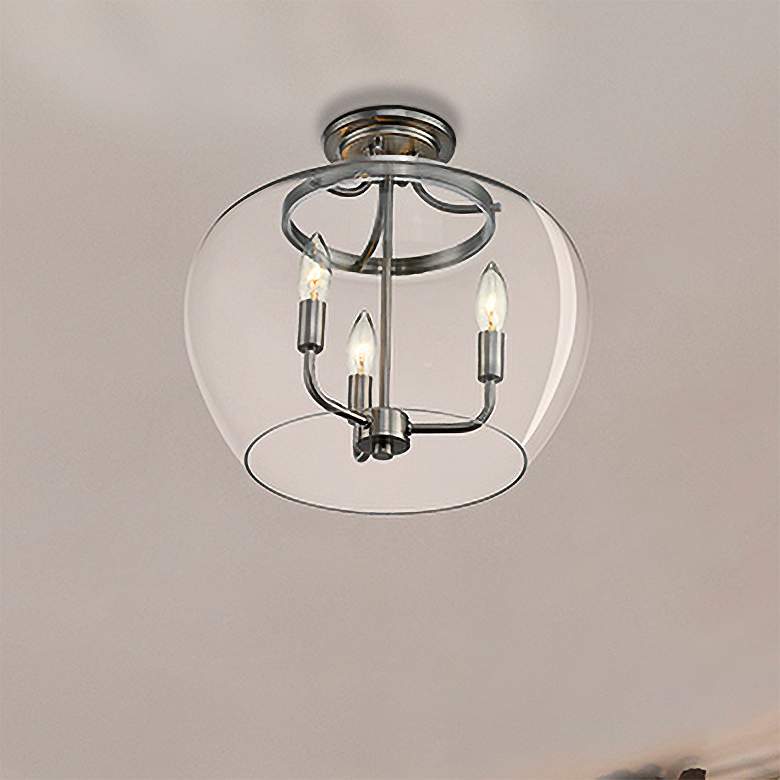 Image 2 Joliet 15 3/4" Wide Brushed Nickel 3-Light Ceiling Light