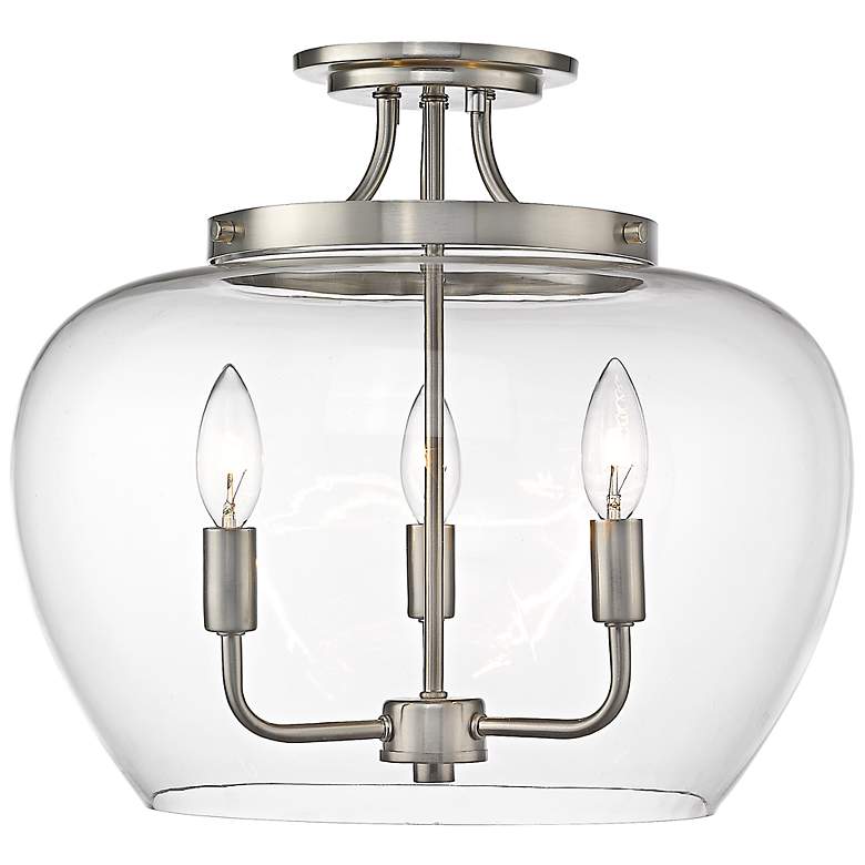 Image 5 Joliet 15 3/4" Wide Brushed Nickel 3-Light Ceiling Light more views