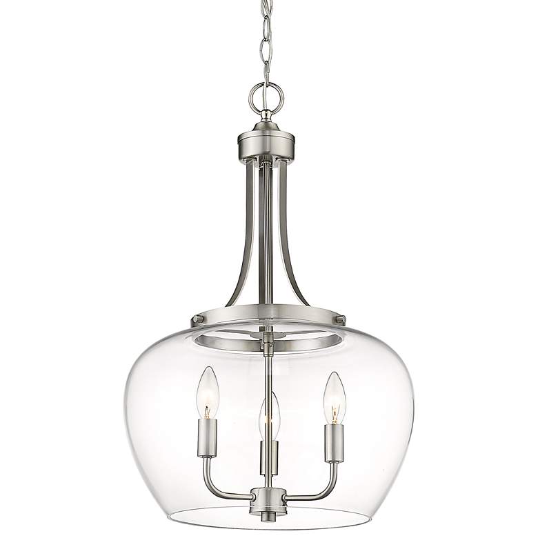 Image 1 Joliet 15 3/4" Wide Brushed Nickel 3-Light Pendant