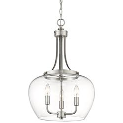 Joliet 15 3/4" Wide Brushed Nickel 3-Light Pendant