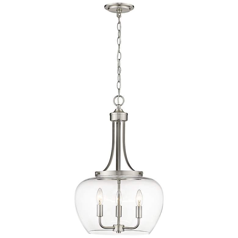 Image 5 Joliet 15 3/4" Wide Brushed Nickel 3-Light Pendant more views