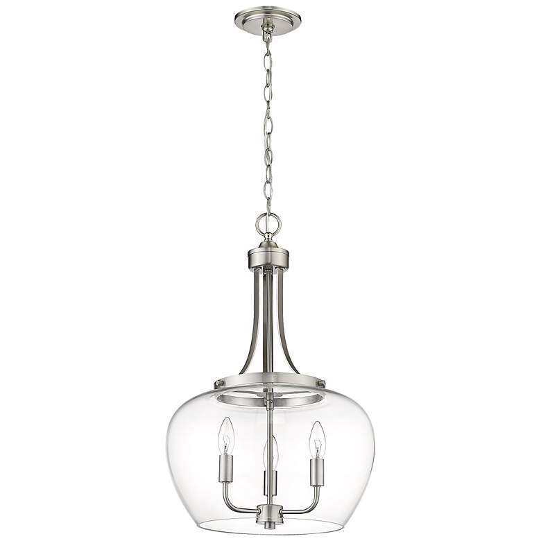 Image 6 Joliet 15 3/4" Wide Brushed Nickel 3-Light Pendant more views