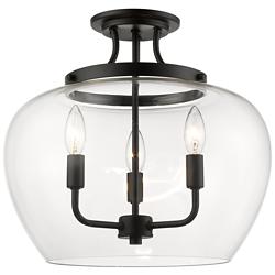 Joliet 15 3/4" Wide Matte Black 3-Light Ceiling Light