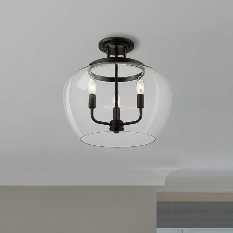 Image 2 Joliet 15 3/4" Wide Matte Black 3-Light Ceiling Light