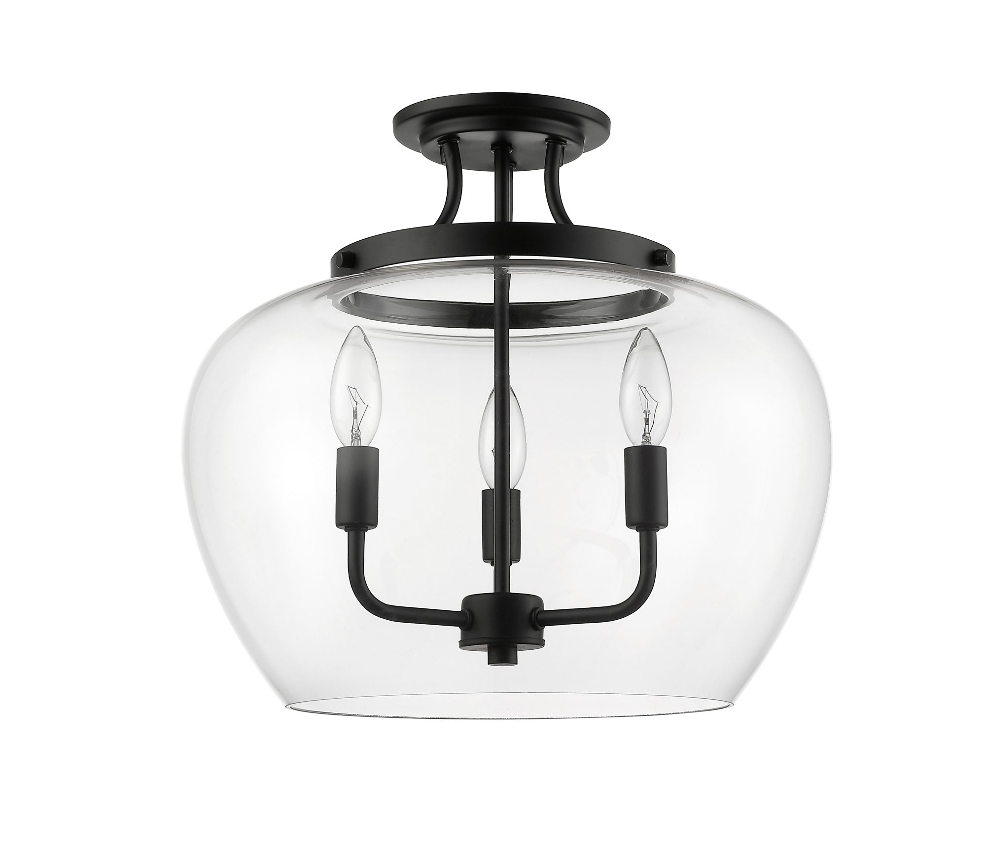 Joliet 15 3/4" Wide Matte Black 3-Light Ceiling Light in scene